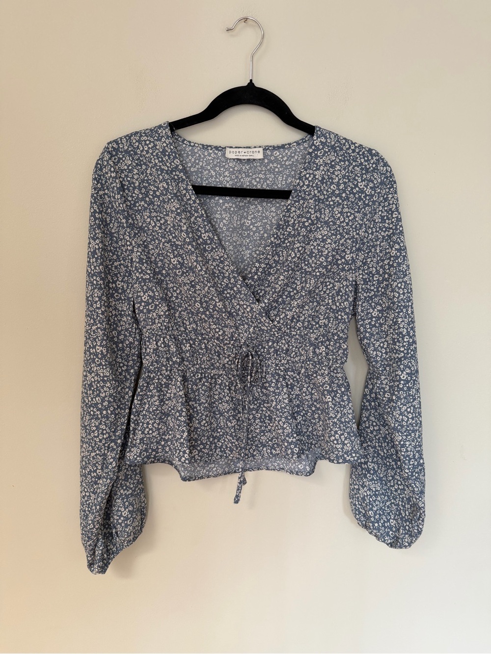 Paper Crane Blue Long Sleeve Blouse